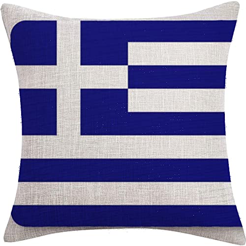 Kissenbezüge mit Flagge von Griechenland, 45 x 45 cm, unsichtbarer Reißverschluss, Farbe: Flagge von Griechenland von FaceYee