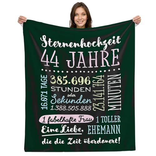 44. Hochzeitstag Geschenk – Kuscheldecke | Geschenkidee zur Sternenhochzeit für Mann oder Frau Decke Jahrestag Flauschig Partner Fleecedecke | Glücklich Verheiratet - 44 Jahre von Facepot