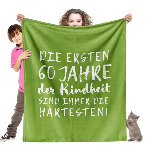 60.Geburtstag Geschenk - Kuscheldecke (130x150cm) | Geburtstagsgeschenk für Frau oder Mann Decke Weich Flauschig Fleecedecke | Die ersten 60 Jahre Kindheit sind Immer die härtesten! von Facepot