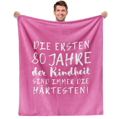 80.Geburtstag Geschenk - Kuscheldecke (130x150cm) | Lustige Geburtstagsgeschenke für Frau oder Mann Decke Weich Flauschig Fleecedecke | Die ersten 80 Jahre Kindheit sind Immer die härtesten! von Facepot