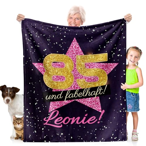 85.Geburtstagsgeschenk Kuscheldecke (150x130cm) | Lustige Geschenke & Geburtstag Deko Mädchen Party Decke Flauschig Weich | 85 und Fabelhaft Geburtstag Personalisiert von Facepot