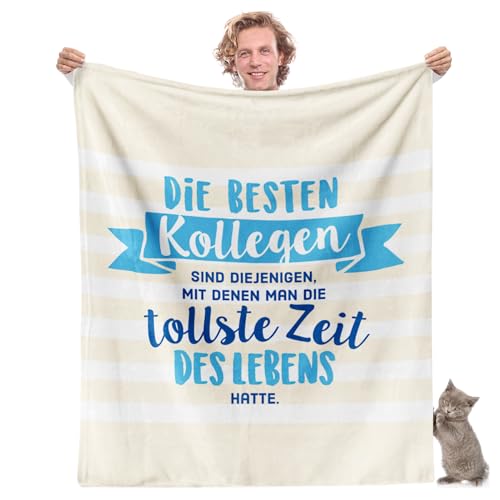 Abschiedsgeschenk Kuscheldecke (130x150cm) | Geschenk für Arbeitskollegen zur Verabschiedung oder Jobwechsel Decke Flauschig Fleecedecke | Die besten Kollegen - tollste Zeit des Lebens von Facepot