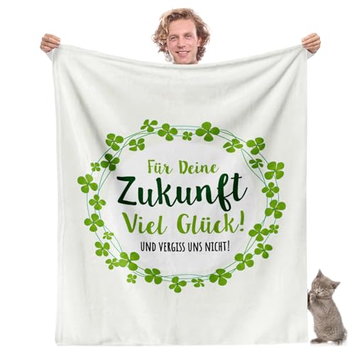 Abschiedsgeschenk Kuscheldecke (130x150cm) | Geschenke für Kollegen zum Jobwechsel oder Verabschiedung Decke Flauschig Fleecedecke | Für Deine Zukunft Viel Glück - und vergiss Uns Nicht von Facepot