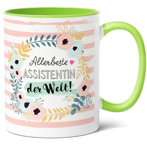 Assistentin Geschenk Kaffee-Tasse (330ml) - Tolle Idee für Jahrestag, Geburtstag oder Abschiedsgeschenk Kollegen - Allerbeste Assistentin der Welt - Keramik (Grün) von Facepot