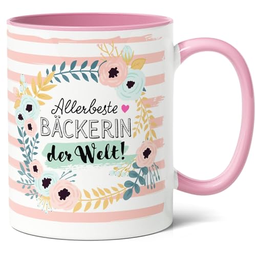 Bäckerin Geschenk Kaffee-Tasse (330ml) - Tolle Idee für Freundin oder Kollegin zum Geburtstag, Bäcker-Lehrling Abschluss, Geburtstag - Allerbeste Bäckerin - Keramik (Rosa) von Facepot