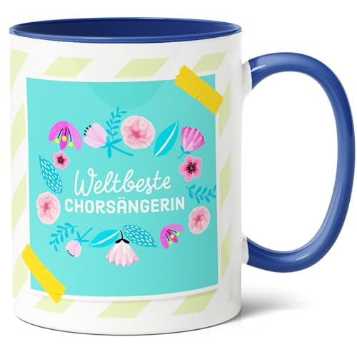 Chorsängerin Geschenk Kaffee-Tasse (330ml) - Musik - Geburtstagsgeschenk für Kollegin, Chorjubiläum, Weihnachten - Weltbeste Chorsängerin - Keramik - Innen & Henkel (Blau) von Facepot