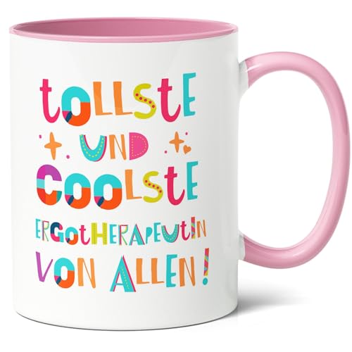 Coolste Ergotherapeutin Geschenk Kaffee-Tasse (330ml) - Idee für Geburtstag, Abschiedsgeschenk Kollegen - Keramik (Rosa) von Facepot