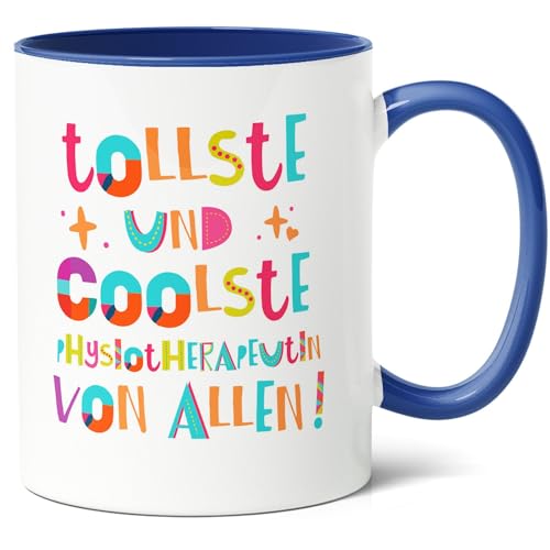 Coolste Physiotherapeutin Geschenk Kaffee-Tasse (330ml) - Geschenkidee für Freundin, Kollegin zum Physiotherapie Abschluss, Geburtstag - Keramik (Blau) von Facepot