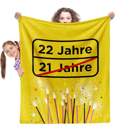 Facepot 22.Geburtstag Geschenk - Kuscheldecke (150x130cm) | Geschenke & Deko für die 22 Jahre Geburtsagsfeier Decke Flauschig Weich | 22 Jahre - Ortsschild von Facepot