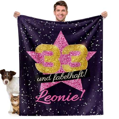 Facepot 33.Geburtstagsgeschenk Kuscheldecke (150x130cm) | Lustige Geschenke & Geburtstag Deko Mädchen Party Decke Flauschig Weich | 33 und fabelhaft Geburtstag Personalisiert von Facepot