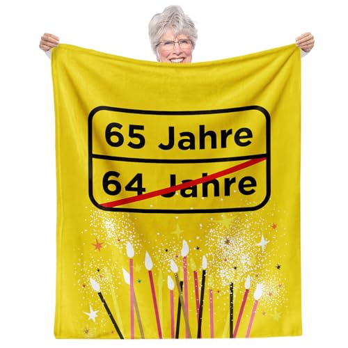 Facepot 65.Geburtstag Geschenk - Kuscheldecke (150x130cm) | Geschenkidee & Deko für die 65 Jahre Geburtsagsparty Decke Flauschig Weich | 65 Jahre - Ortsschild von Facepot