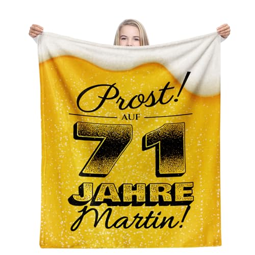 Facepot 71.Geburtstag Geschenk - Kuscheldecke (150x130cm) | Lustige Bier Deko & Geschenkidee für Männer Decke Flauschig Weich | Prost auf 71 Jahre von Facepot