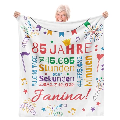 Facepot 85.Geburtstag Geschenk - Kuscheldecke (150x130cm) | Geschenke & Geburtsagsdeko für die 85 Jahre Party Decke Flauschig Weich | 85 Jahre - Tage Stunden Minuten von Facepot