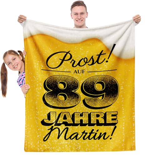 Facepot 89.Geburtstag Geschenk - Kuscheldecke (150x130cm) | Lustige Bier Deko & Geschenkidee für Männer Decke Flauschig Weich | Prost auf 89 Jahre von Facepot