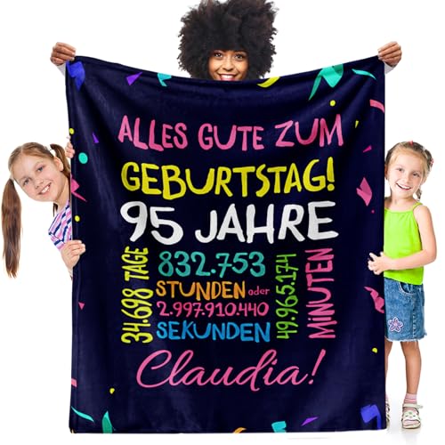 Facepot 95.Geburtstag Geschenk - Kuscheldecke (150x130cm) | Geburtstagsgeschenke für Sie oder Ihn Decke Flauschig Weich | Alles Gute zum Geburtstag - 95 Jahre von Facepot