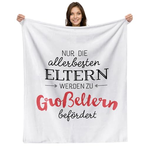 Facepot Baby Oma und Opa Geschenke - Kuscheldecke (130x150cm) für werdende Großeltern Decke Weich Flauschig Fleecedecke | Nur die allerbesten Eltern Werden zu Großeltern befördert von Facepot