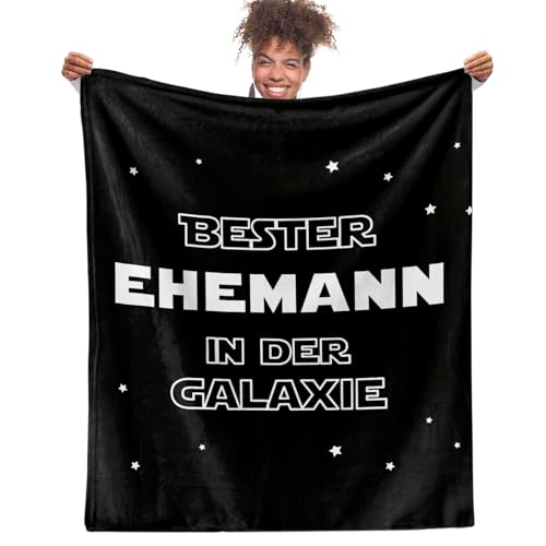 Facepot Geschenk für Ehemann Kuscheldecke (130x150cm) zum Hochzeitstag oder Valentinstag Decke Flauschig - Bester Ehemann in der Galaxie von Facepot