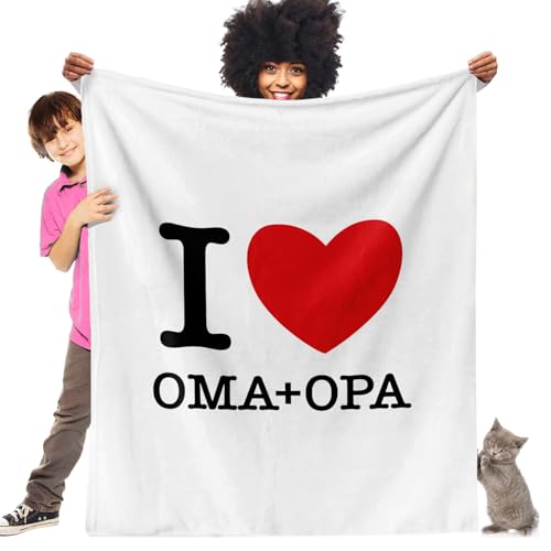 Facepot I Love Oma und Opa - Kuscheldecke (130x150cm) Geschenke für Großeltern Decke Weich Flauschig Fleecedecke von Facepot