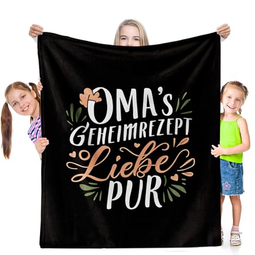 Facepot Oma Geschenk Kuscheldecke (130x150cm) - Schöne Idee für Großmutter zum Geburtstag, Ruhestand, Renteneintritt - Omas Geheimrezept Liebe pur von Facepot