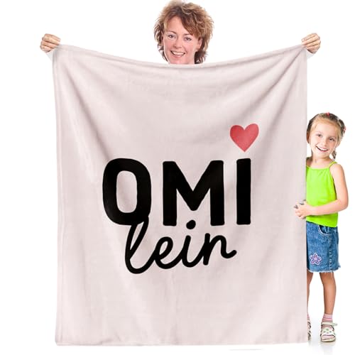 Facepot Omilein Kuscheldecke (130x150cm) | Schönes Geschenk für Omi zum Muttertag oder Geburtstag Herz Flauschig Weich von Facepot