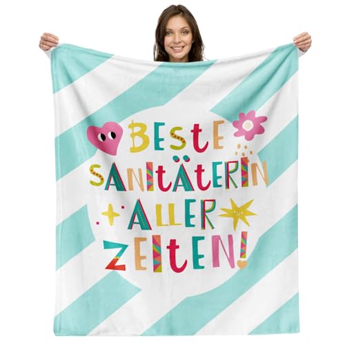 Facepot Sanitäterin Geschenk Kuscheldecke (130x150cm) - Geschenke für Notfallheldin zum Geburtstag, Ruhestand, Jobwechsel oder Danke - Die Beste Sanitäterin Aller Zeiten von Facepot