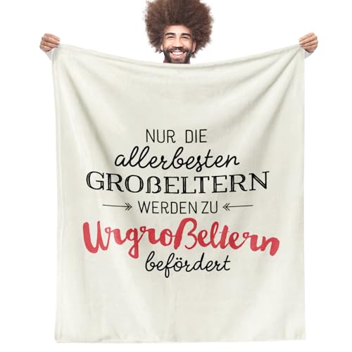 Facepot Urgroßeltern Baby Geschenk - Kuscheldecke (130x150cm) für Uroma und Uropa Decke Weich Flauschig Fleecedecke | Nur die allerbesten Großeltern Werden zu Urgroßeltern befördert von Facepot