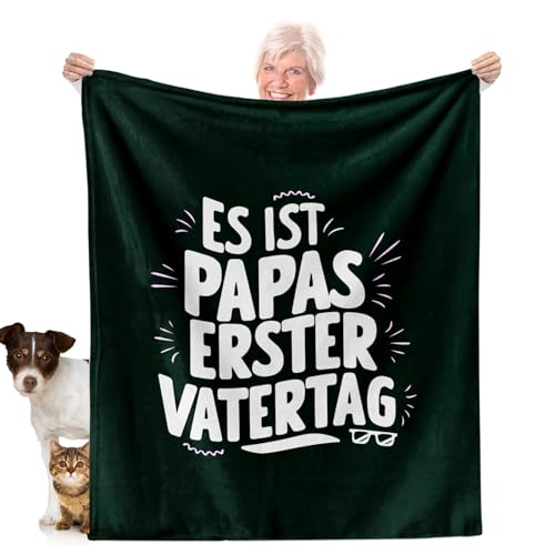 Facepot Vatertagsgeschenk Kuscheldecke (130x150cm) - Tolle Idee für Papa zum ersten Vatertag, Vaterwerden, Familienfeier - Es ist Papas erster Vatertag von Facepot