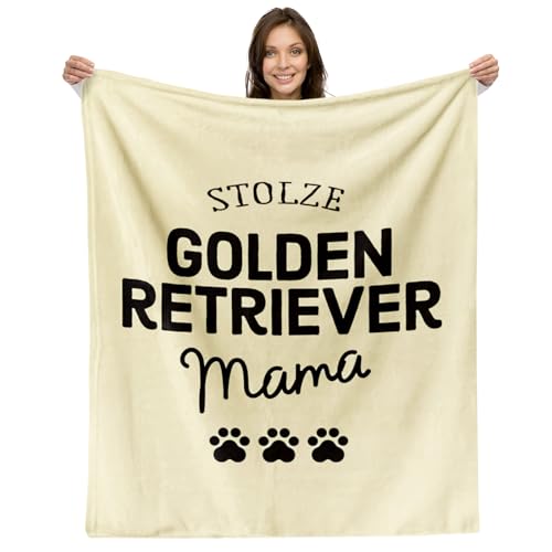 Golden Retriever Kuscheldecke (130x150cm) | Hund Geschenk für Frauchen Decke Weich Flauschig Fleece | Stolze Golden Retriever Mama von Facepot