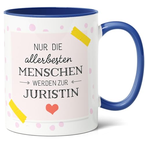 Juristin Geschenk Kaffee-Tasse (330ml) - Abschluss Präsent für Freundin, Kollegin zum Jurastudium, Bestandene Prüfung, Jura Promotion - Die Allerbesten Menschen werden Juristin - Keramik (Blau) von Facepot