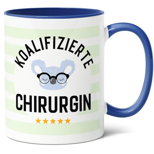 Koalifizierte Chirurgin Geschenk Kaffee-Tasse (330ml) - Geschenkidee für Medizin Absolventin, Ärztin, zum Medizinstudium Abschluss, Ernennung oder Danke - Keramik (Blau) von Facepot