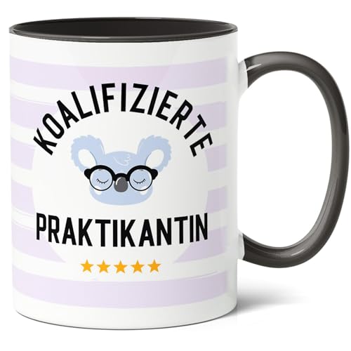 Koalifizierte Praktikantin Geschenk Kaffee-Tasse (330ml) - Abschlussgeschenk für Praktikantin, Schwester, Tochter - Prüfung, Abitur-Feier - Keramik (Schwarz) von Facepot