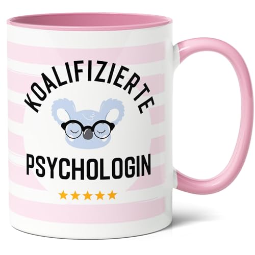 Koalifizierte Psychologin Geschenk Kaffee-Tasse (330ml) - Abschluss Psychologie, Geschenkidee für mit Psychologie Abschluss - Keramik (Rosa) von Facepot