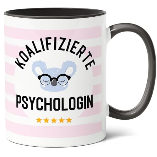 Koalifizierte Psychologin Geschenk Kaffee-Tasse (330ml) - Abschluss Psychologie, Geschenkidee für mit Psychologie Abschluss - Keramik (Schwarz) von Facepot