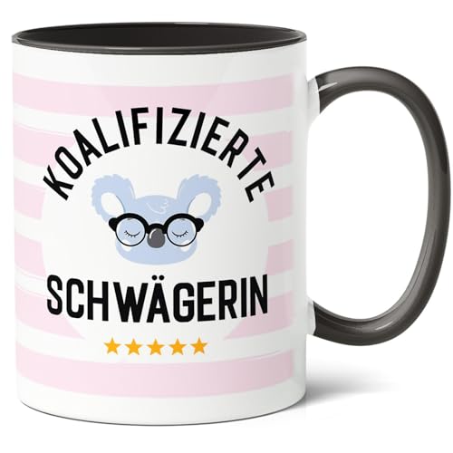 Koalifizierte Schwägerin - Kaffee-Tasse (330ml) Geschenkidee für Geburtstag Ihrer Schwägerin - Für - Geschenke zum Ehrentag - Keramik (Schwarz) von Facepot