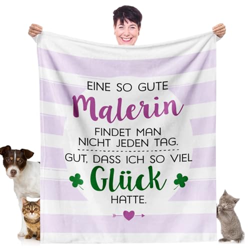 Künstlerin Geschenk Kuscheldecke (130x150cm) - Schöne Idee für Malerinnen zum Geburtstag, Ruhestand oder Jobwechsel - Eine so Gute Malerin findet Man Nicht - Ich Hatte Glück von Facepot