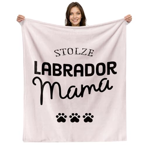 Labrador Geschenk Kuscheldecke (130x150cm) | Geschenkidee für Hund und Frauchen Decke Weich Flauschig Fleece | Stolze Labrador Mama von Facepot