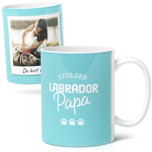 Labrador Papa Geschenk - Personalisierte Kaffee-Tasse (300ml) - Ideal für Hundefreunde, Tierliebhaber - Fototasse aus Keramik - Top Geburtstags- oder Weihnachten von Facepot