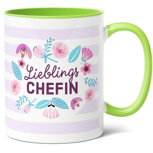 Lieblingschefin Geschenk Kaffee-Tasse (330ml) - Idee für Geburtstag, Danke, Abschied für Kollegen für bemerkenswerte Führungskraft - Keramik (Grün) von Facepot