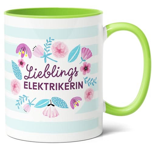 Lieblingselektrikerin Geschenk Kaffee-Tasse (330ml) - Für zu Geburtstag, Weihnachtsfest - Geschenkidee für stolze Elektrikerinnen und Stromexpertinnen - Keramik (Grün) von Facepot