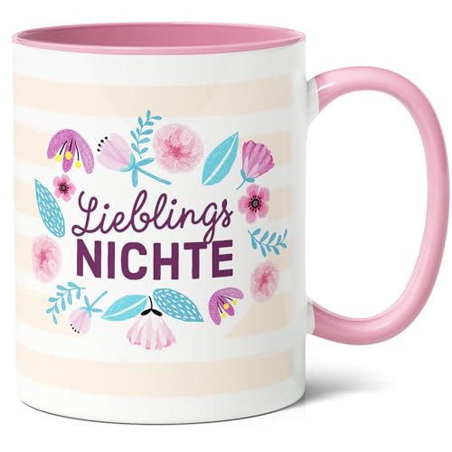 Lieblingsnichte Geschenk Kaffee-Tasse (330ml) - Idee zum Geburtstag, Präsent zu Jubiläum, Namenstag, Danke - Geschenkidee für Lieblingsverwandte - Keramik (Rosa) von Facepot