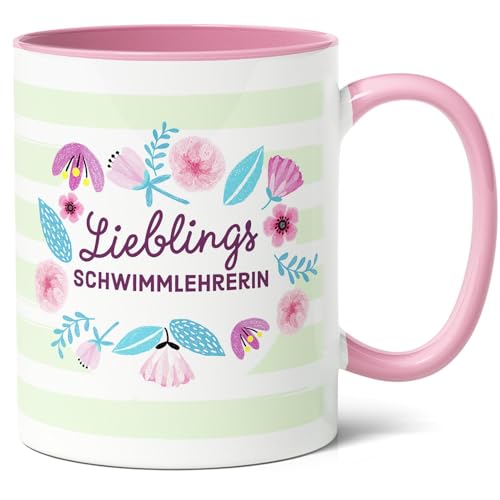 Lieblingsschwimmlehrerin Geschenk Kaffee-Tasse (330ml) - Geschenkidee für beste Schwimmtrainerin, Geburtstag, Danke für Einsatz im Schwimmunterricht - Keramik (Rosa) von Facepot