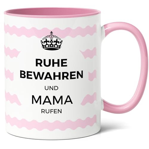Mama, Ruhe Bewahren Geschenk Kaffee-Tasse (330ml) Keramik - Geburtstags, Muttertags- oder Geschenk zu Weihnachten für Mütter, Omas und Schwestern (Rosa) von Facepot