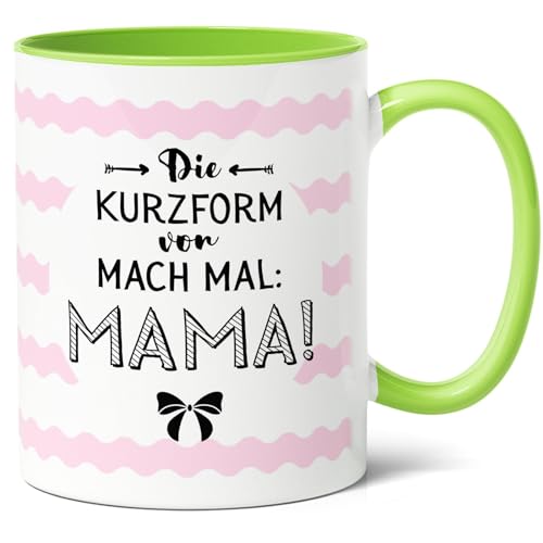 Mama Mach Mal Keramik Kaffee-Tasse (330ml) - Tolle Geschenkidee für Mutter, Schwester, Oma zum Muttertag, Geburtstag, Weihnachten - Tolle Geschenkidee für Kaffeeliebhaberinnen (Grün) von Facepot