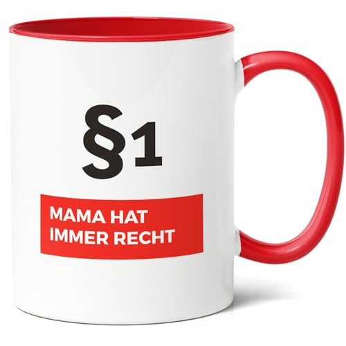 Mama hat immer Recht Geschenk - Kaffee-Tasse (330ml) Keramik - Tolle Geschenke für Mütter zum Muttertag, Geburtstag, Weihnachten (Rot) von Facepot