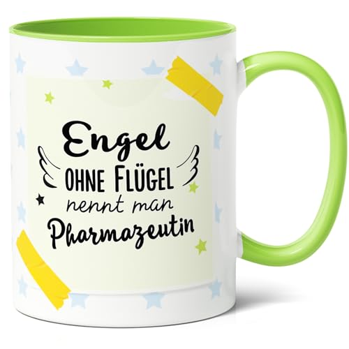 Pharmazeutin Geschenk Kaffee-Tasse (330ml) - Geschenkidee zum Apothekertag, Jubiläum, Danke, Weihnachten für Kollegin - Engel Ohne Flügel, Pharmazeutin - Keramik (Grün) von Facepot