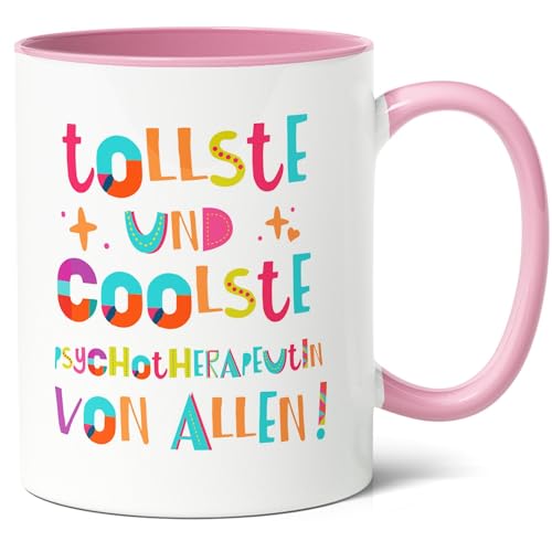 Psychotherapeutin Geschenk Kaffee-Tasse (330ml) - Geschenkidee für Schwester, Freundin zum Geburtstag, Berufswertschätzung, Tollste und Coolste - Keramik (Rosa) von Facepot