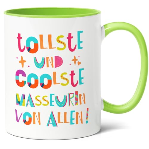 Tollste und Coolste Masseurin Geschenk Kaffee-Tasse (330ml) - Geschenkidee für Arbeitsheldin, Massage Therapeutin, Freundin oder Kollegin zum Geburtstag - Keramik (Grün) von Facepot