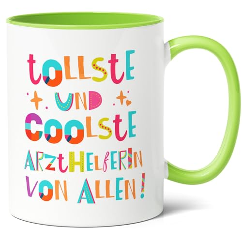 Tollste und coolste Arzthelferin Geschenk Kaffee-Tasse (330ml) - Geschenkidee für Geburtstag für in der Arztpraxis - Keramik (Grün) von Facepot