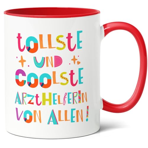 Tollste und coolste Arzthelferin Geschenk Kaffee-Tasse (330ml) - Geschenkidee für Geburtstag für in der Arztpraxis - Keramik (Rot) von Facepot