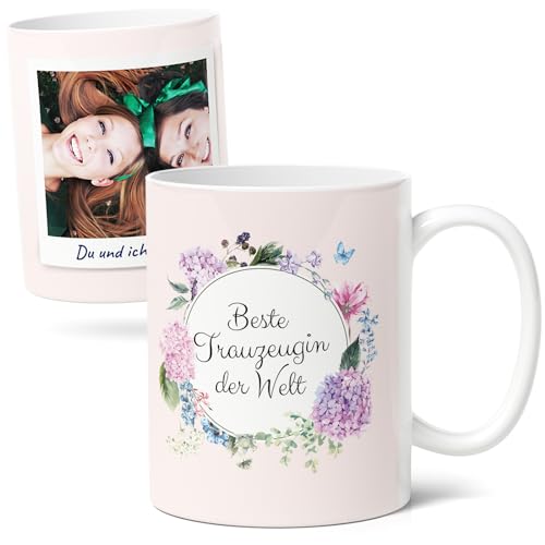 Trauzeugin Geschenk Keramik Kaffee-Tasse (300ml) - Personalisiert mit Foto & Spruch - Dankeschön für Unterstützung und Freundschaft Hochzeitsgeschenke für die Beste Trauzeugin der Welt von Facepot